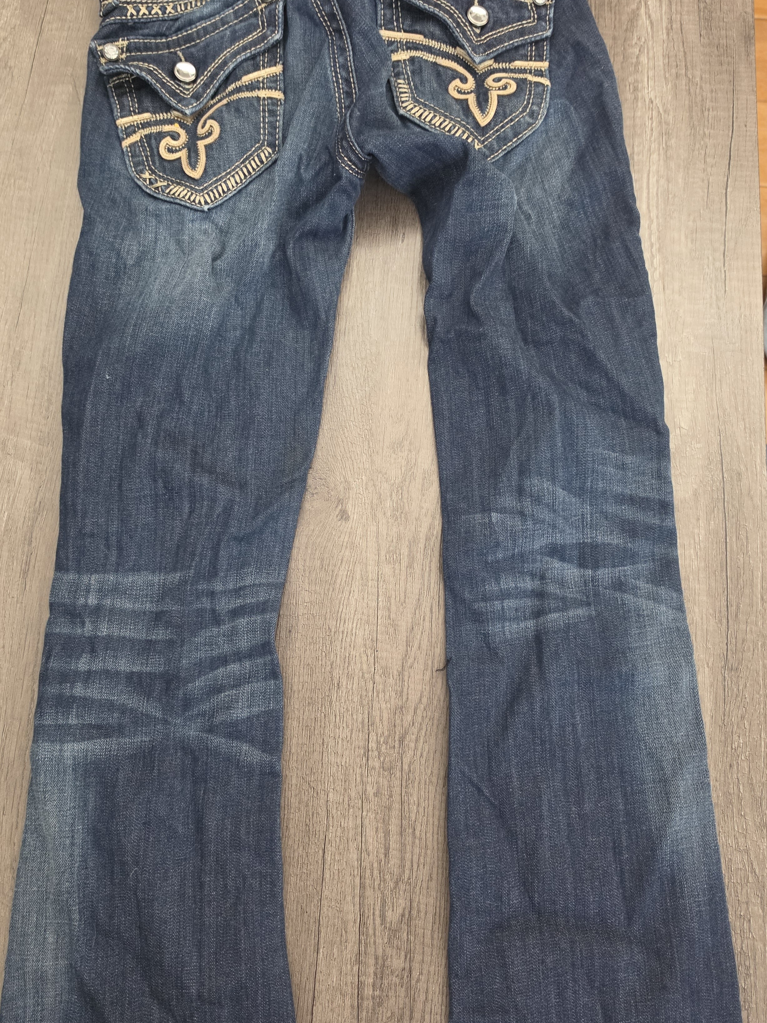 Rock Revival Blue Boot-Cut Jeans With Embroidered Back Pockets